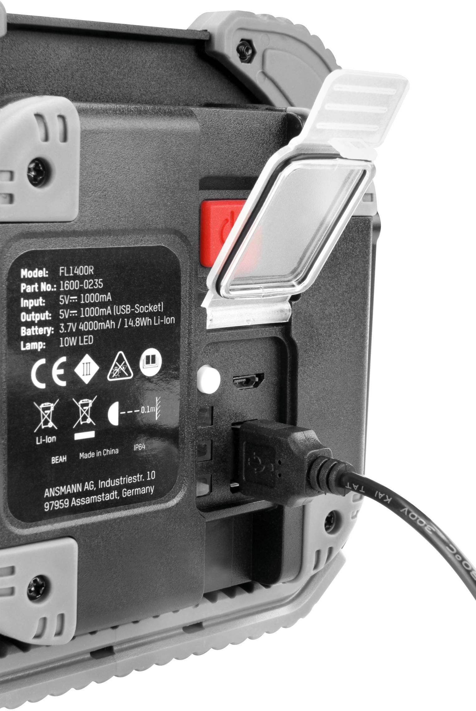 Ansmann 1600-0235 FL1400R LED Lampe de travail à batterie 10 W 1400 lm