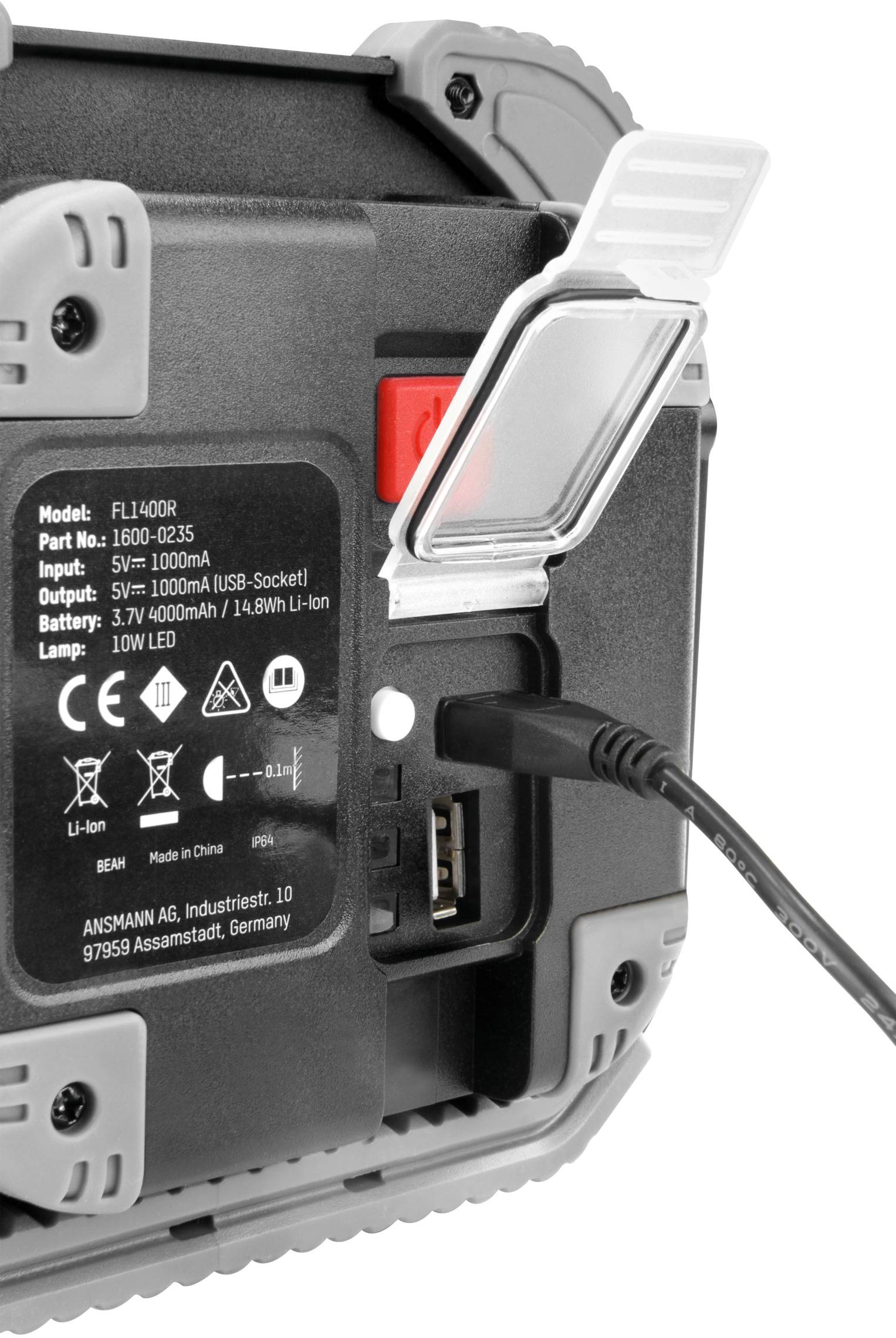 Ansmann 1600-0235 FL1400R LED Lampe de travail à batterie 10 W 1400 lm