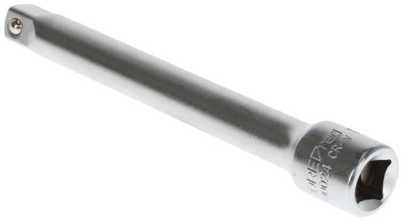 Une rallonge en argent pour clés à carré mâle avec une tête ronde aux extrémités, principalement utilisée dans les outils.