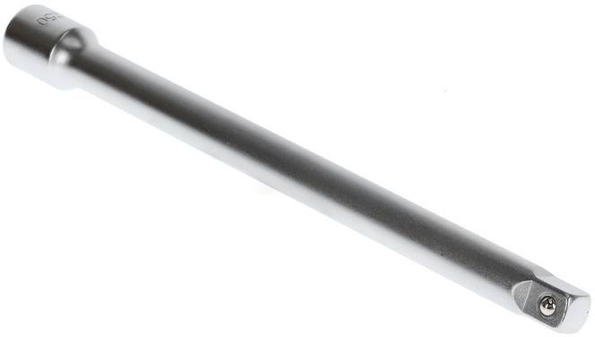 Une rallonge de clé à cliquet en argent avec empreinte hexagonale et extrémité carrée, adaptée aux outils de couple.