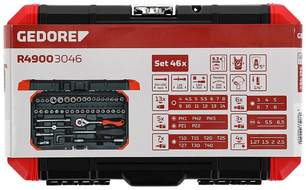 Gedore RED R49003046 Jeu de clés à douille 46 pièces 3300052