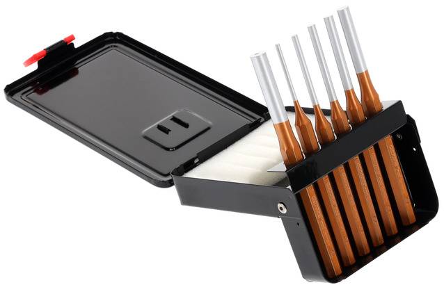 Gedore RED Jeu de chasse-goupilles Ø 3 - 10 mm en cassette escamotables en métal 6 pièces 3300824