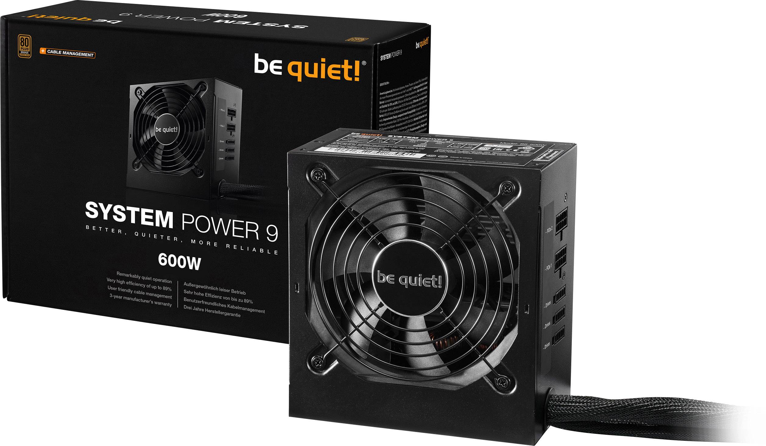 BeQuiet System Power 9 CM Alimentation PC 600 W ATX 80PLUS® Bronze
