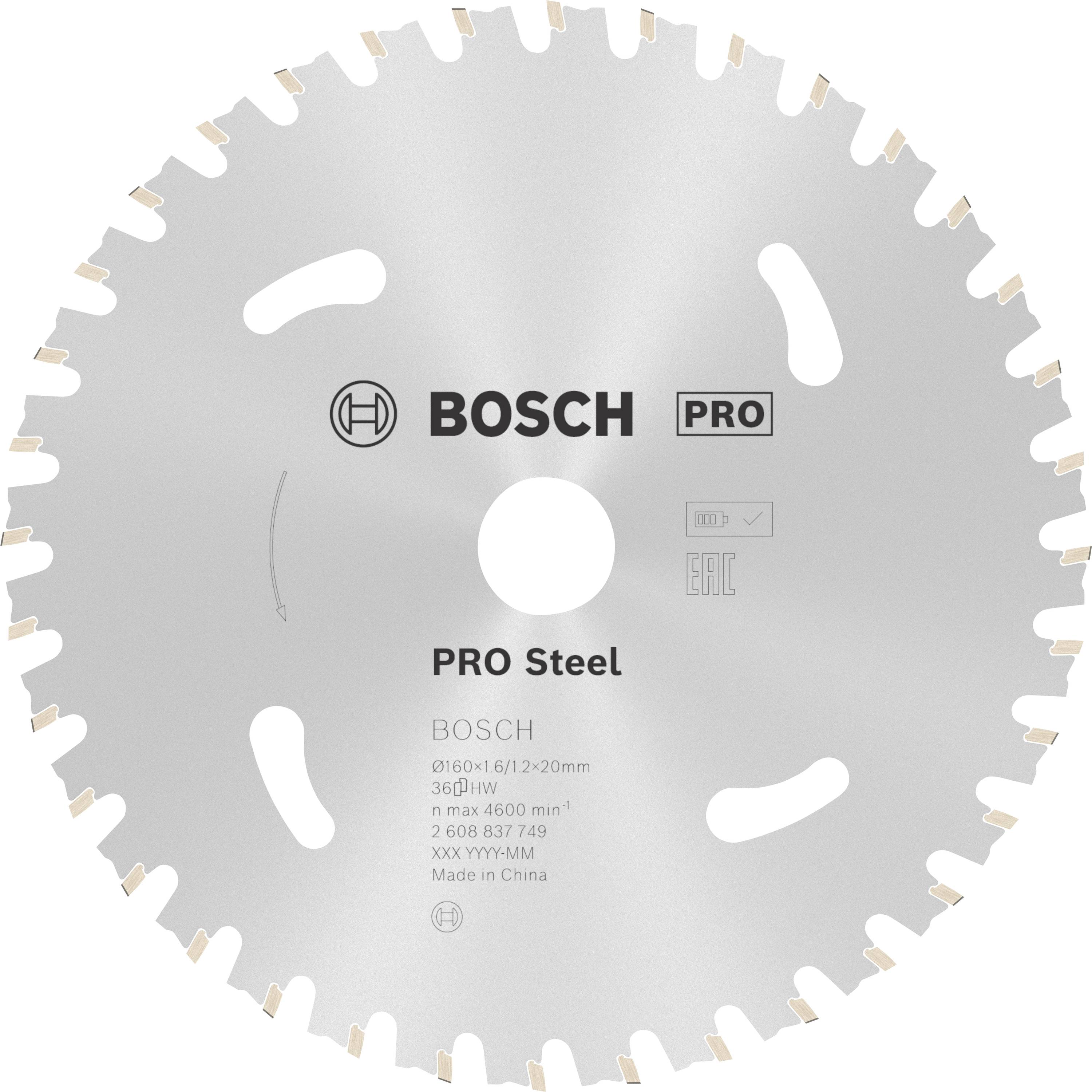 Lame de scie circulaire Bosch pour acier, diamètre 220 mm, vitesse maximale 4600 tr/min, fabriquée en Chine.