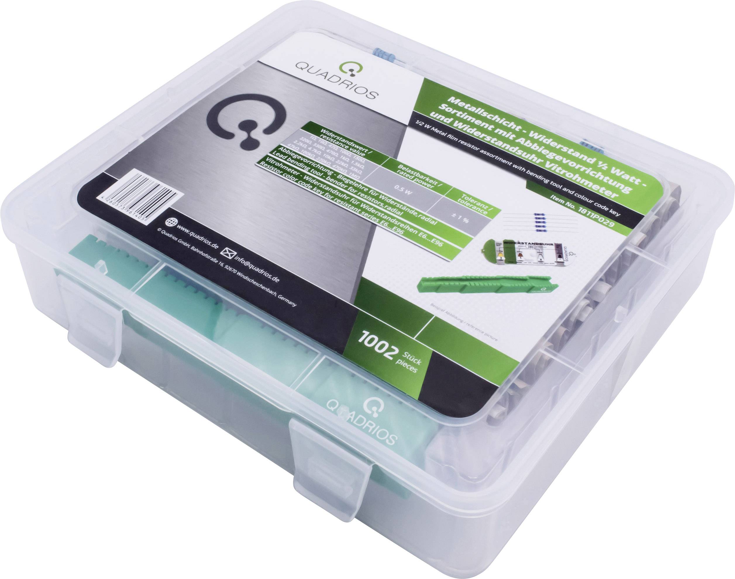 Quadrios Jeu de résistances à couche métallique sortie axiale 0207 0.5 W 1 % 1000 parties