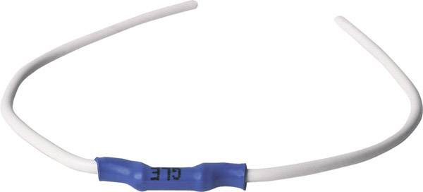 Une tige en plastique blanc, flexible, avec un revêtement bleu au centre portant l'inscription 'GLE'. Elle a des extrémités ouvertes et est légèrement incurvée.