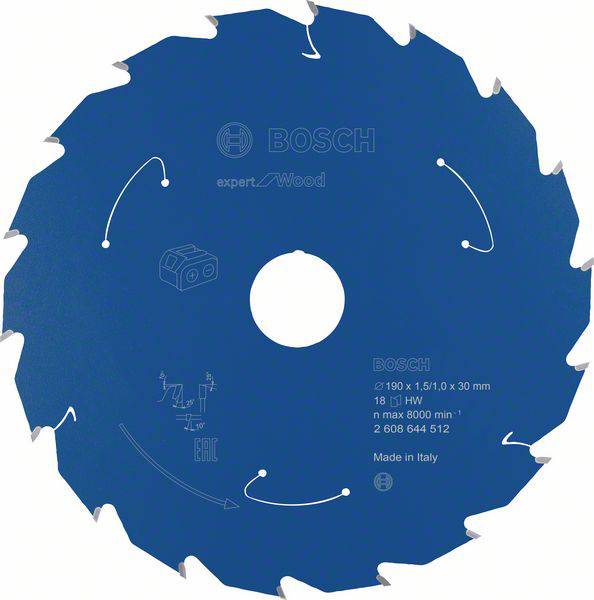 Bosch Accessories 2608644512 Lame de scie circulaire 190 x 30 mm Nombre de dents: 18 1 pc(s)