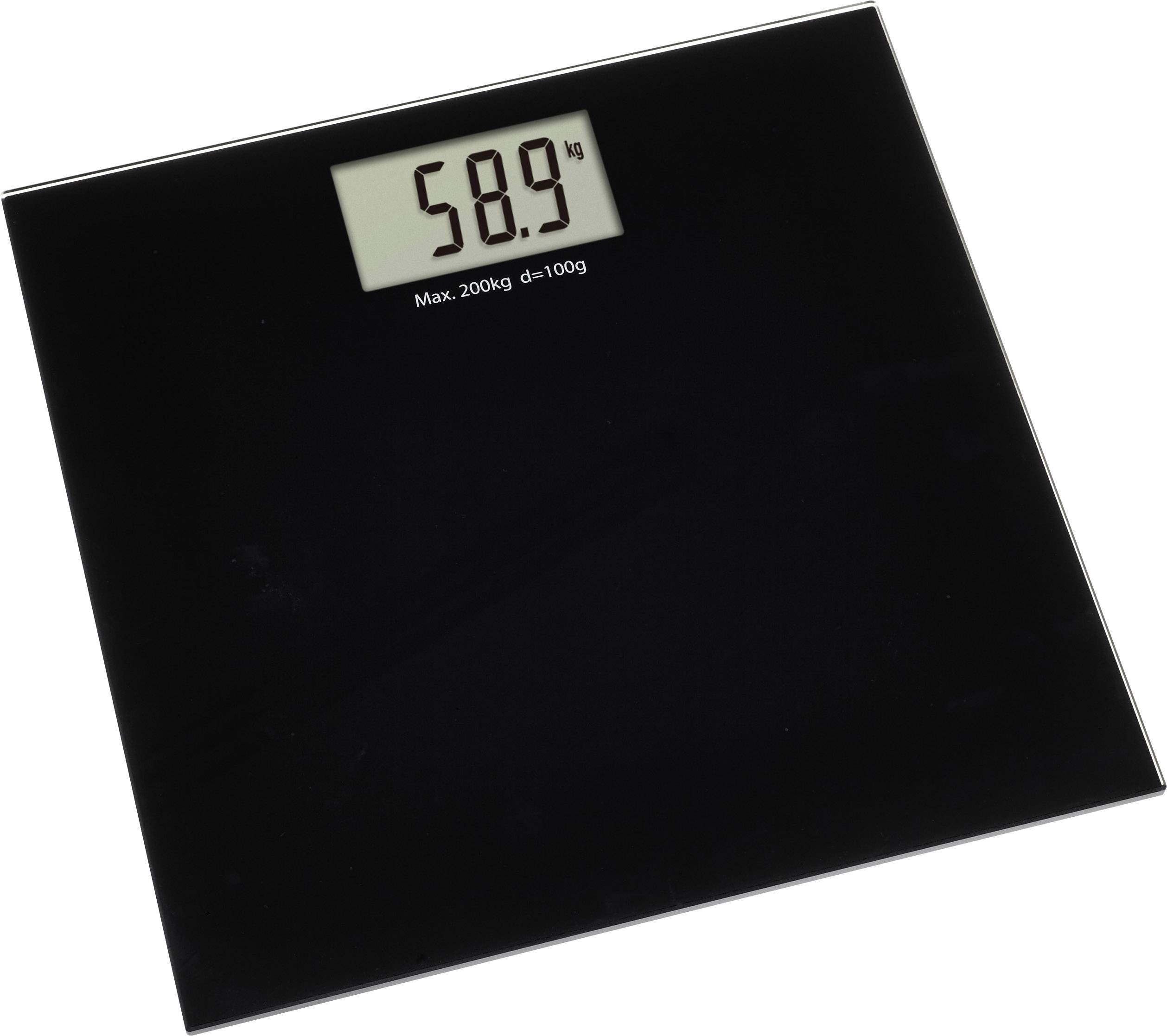 Balance numérique affichant '58,9 kg'. Capacité maximale 200 kg.