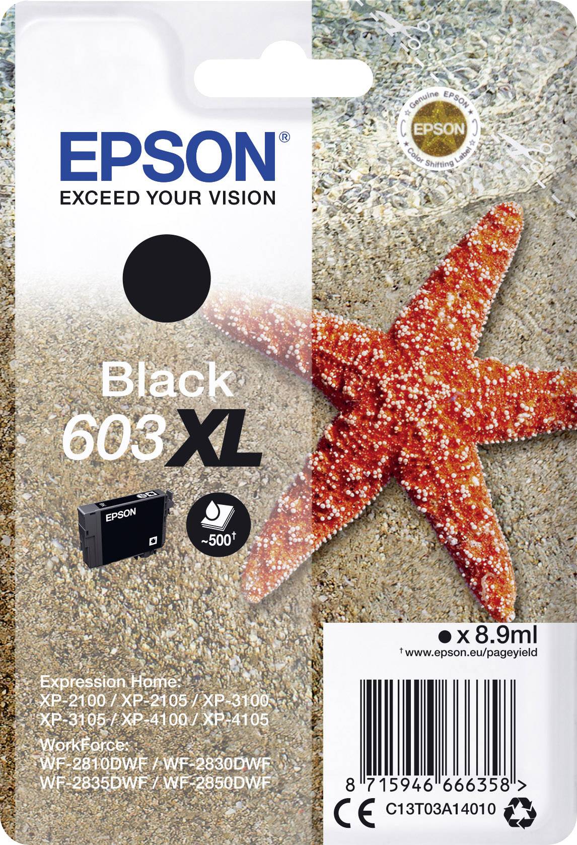 Epson Encre T03A14, 603XL d'origine noir C13T03A14010