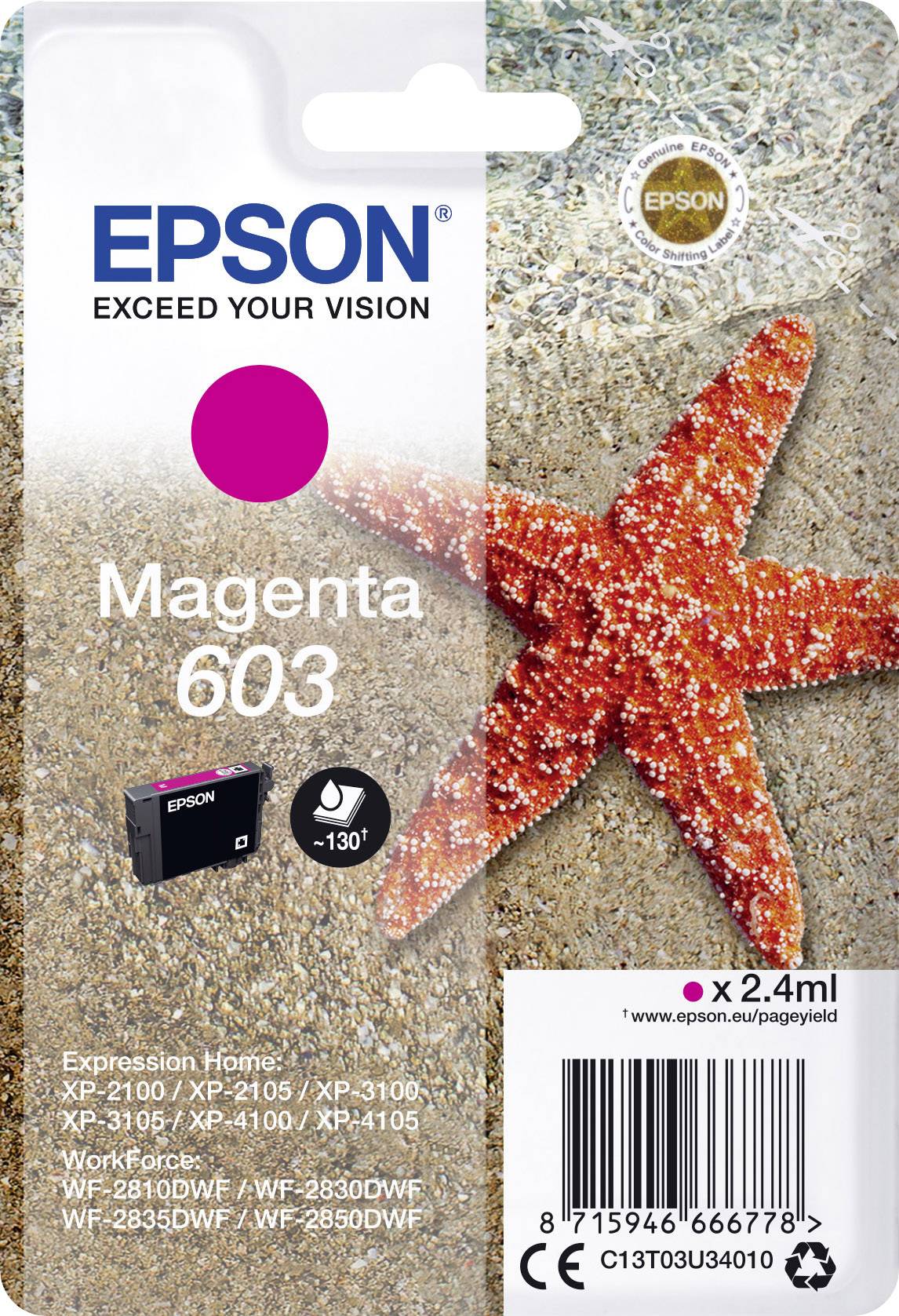 Epson Encre T03U34, 603 d'origine magenta C13T03U34010
