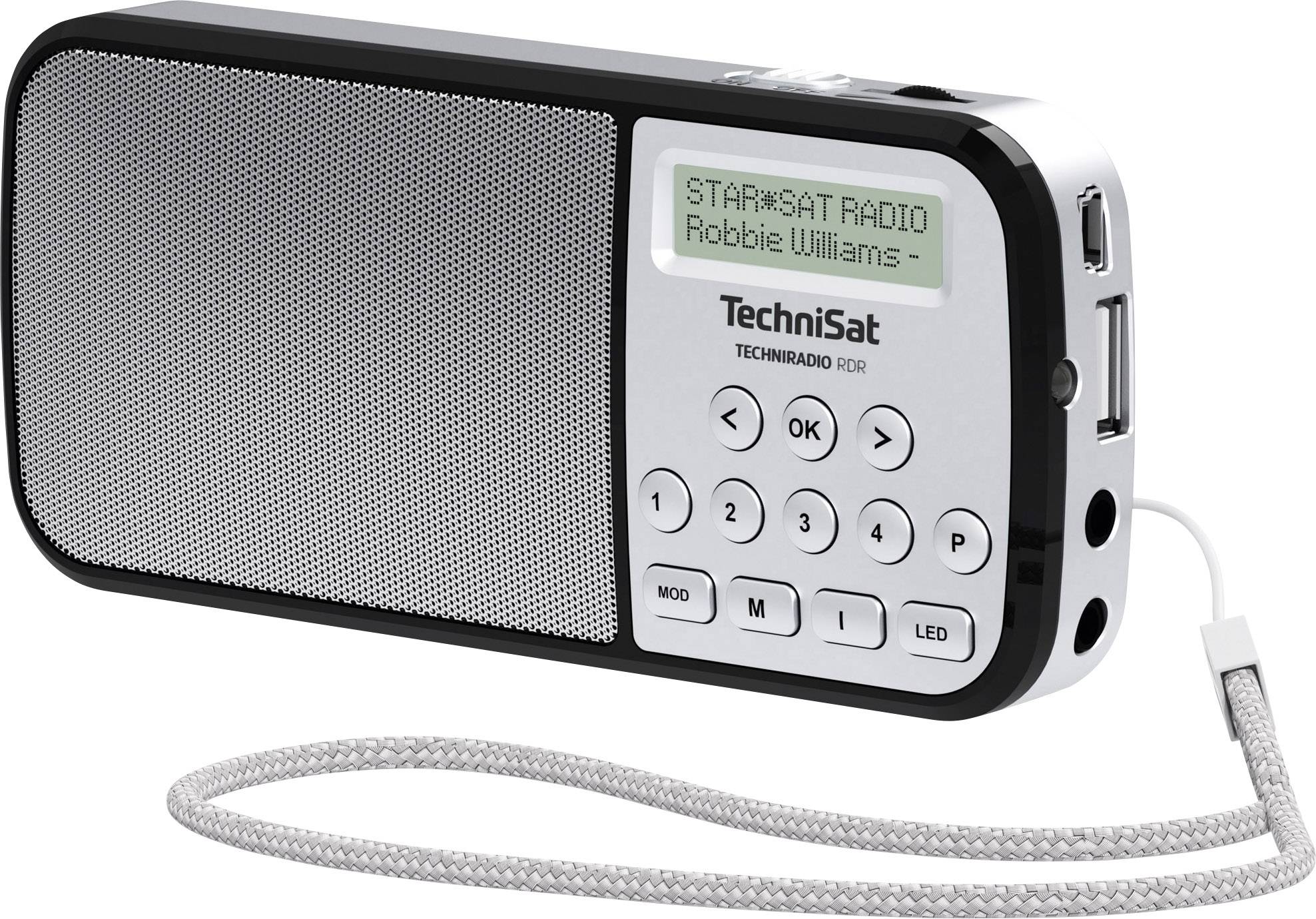 TechniSat Techniradio RDR Radio de poche DAB+, FM AUX, USB lampe de poche argent