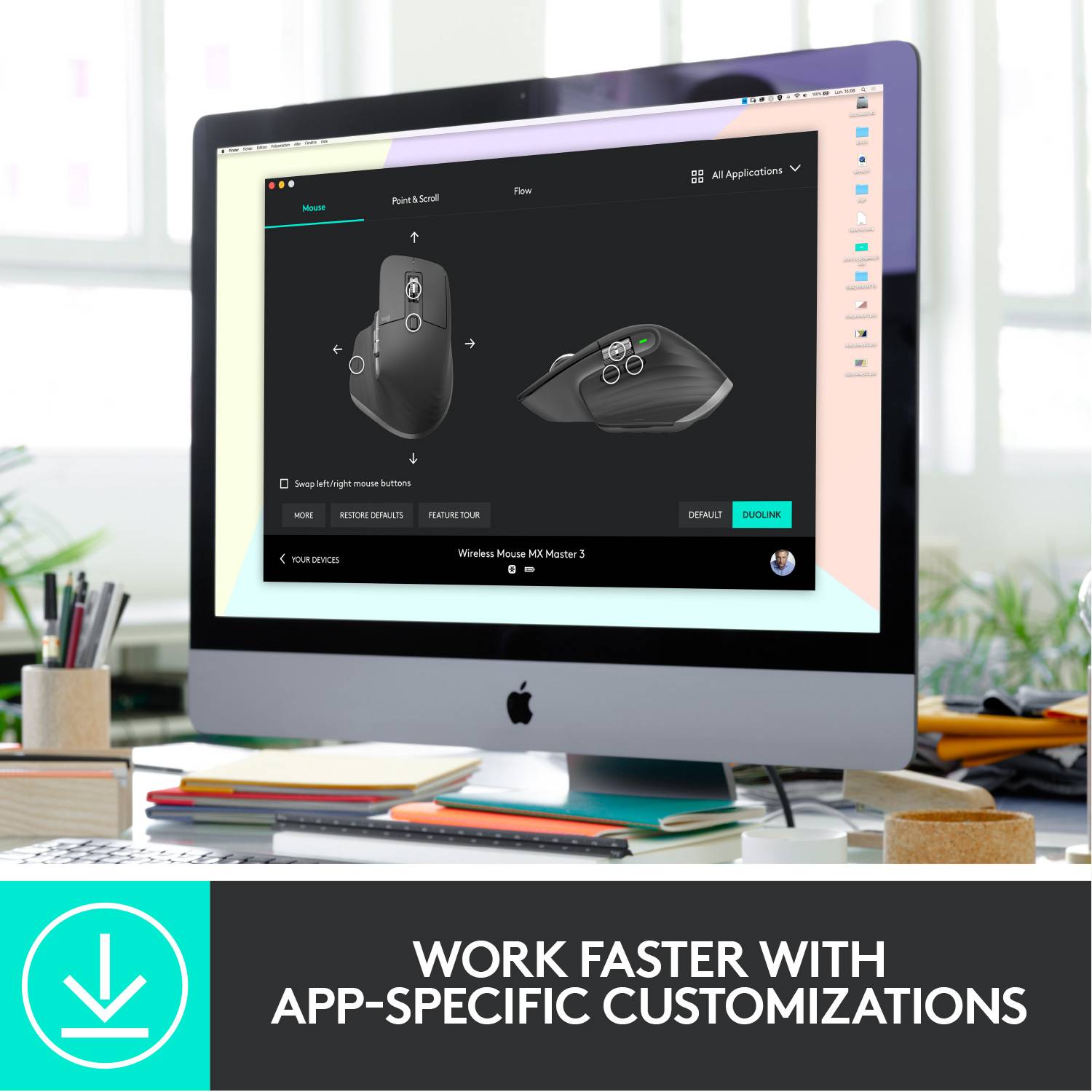 Souris ergonomique sans fil Bluetooth, radio Logitech MX Master 3 Advanced