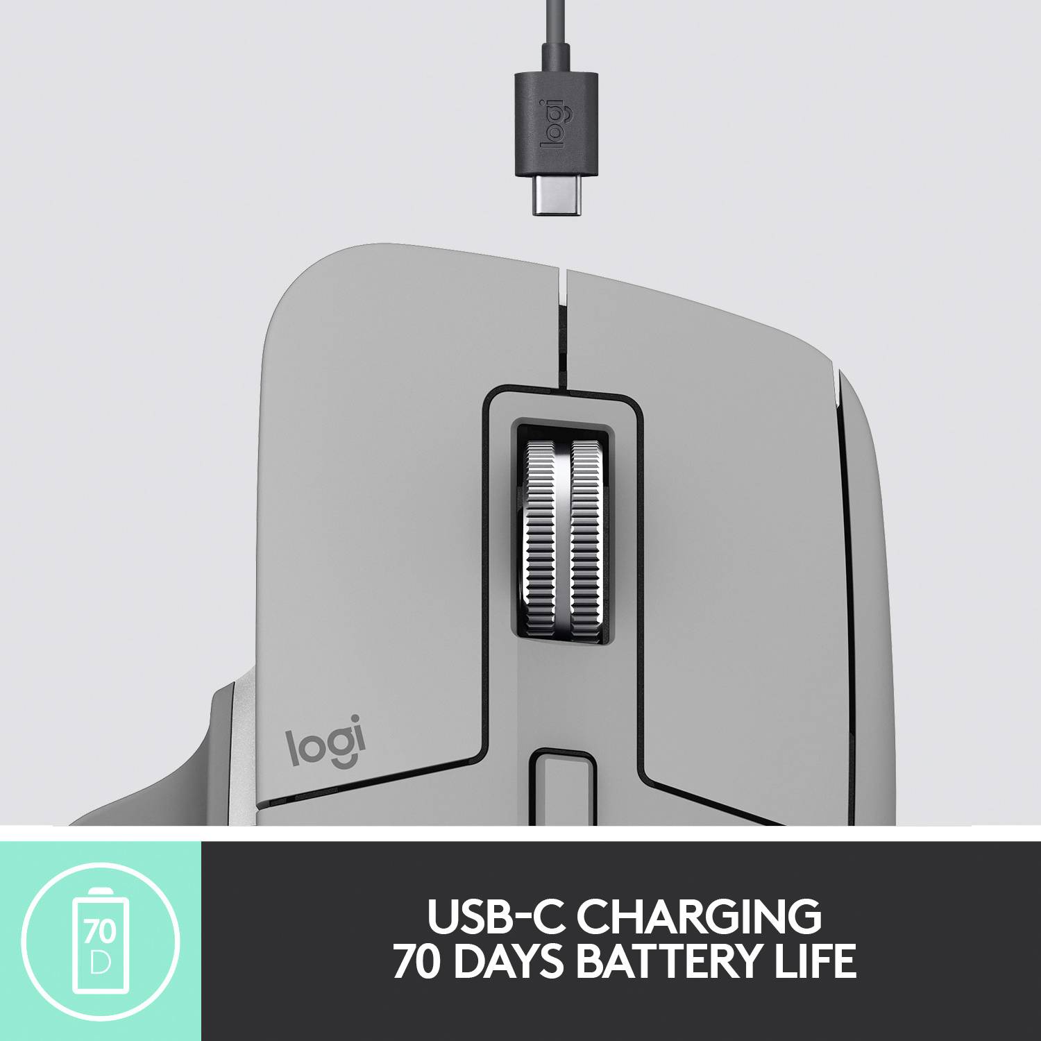 Logitech MX Master 3 Advanced Souris ergonomique sans fil Bluetooth, radio laser gris 7 Boutons 4000 dpi rechargeable, molette