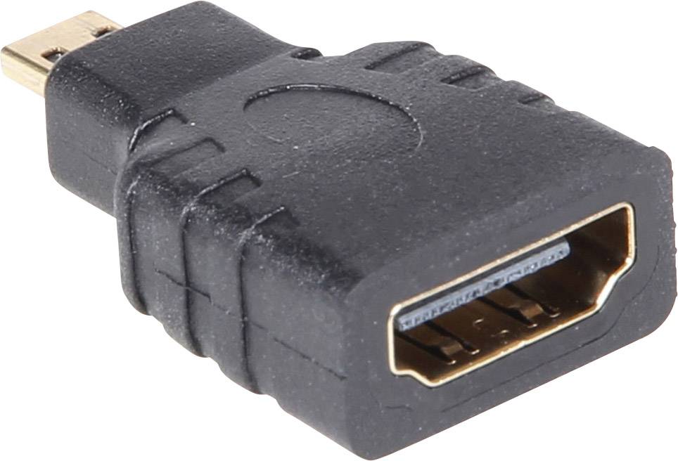 Un adaptateur HDMI noir avec une prise HDMI femelle et un connecteur Micro-HDMI mâle, utilisé pour connecter des appareils avec différents types de ports HDMI.