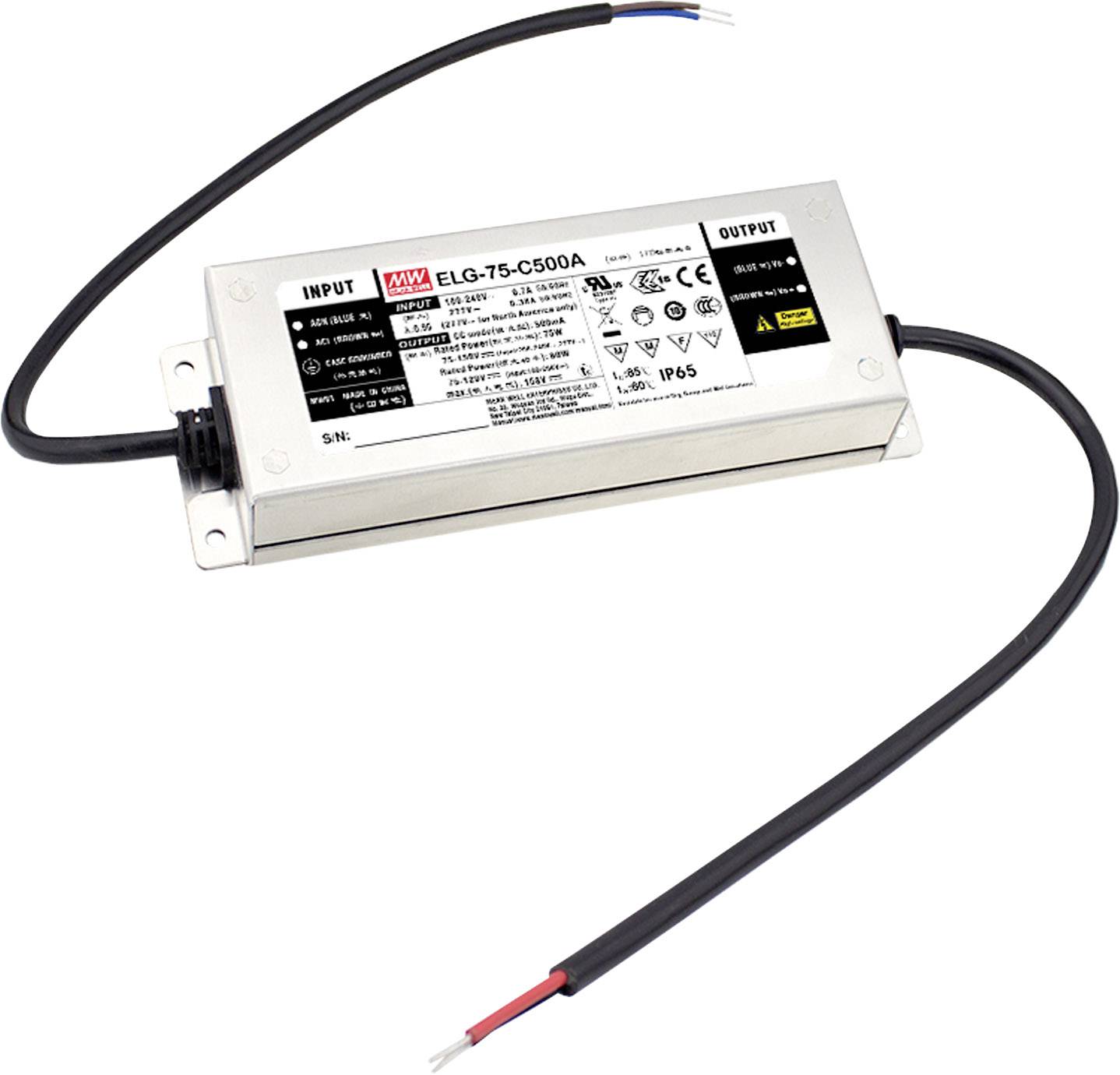 Mean Well ELG-75-C500DA-3Y Driver de LED à courant constant 75 W 500 mA 75 - 150 V/DC Dali, montage sur des surfaces inflammables