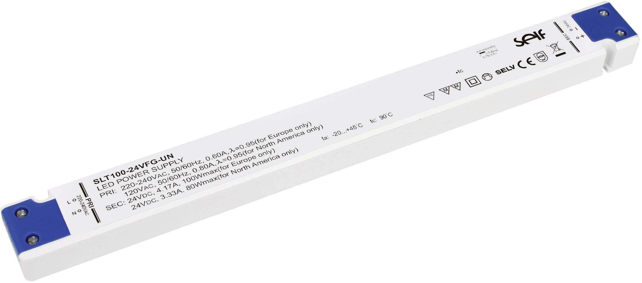 Self Electronics SLT100-48VFG-UN Driver de LED à tension constante 100 W 0 A - 2080 mA 48 V/DC non dimmable, montage sur des