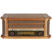Reflexion HIF2002 Chaîne stéréo rétro FM, CD, Cassette, Lecteur de disque, USB, Boîtier en bois véritable, fonction Reflexion HIF2002 Chaîne stéréo rétro FM, CD, Cassette, Lecteur de disque, USB, Boîtier en bois véritable, fonction