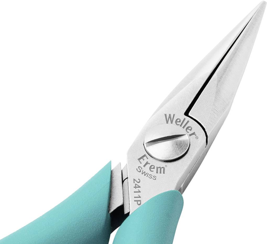 Weller Erem® 2411P antistatique (ESD) Pince à becs pointus demi-ronde Acier à outils