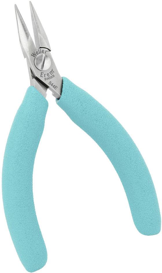 Une pince de précision turquoise avec des pointes argentées et tranchantes, dotée d'une poignée ergonomique. Adaptée aux travaux de précision.