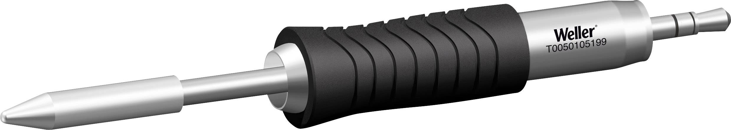 Fer à souder avec manche noir et pointe argentée, marquage 'Weller T0050105199'.