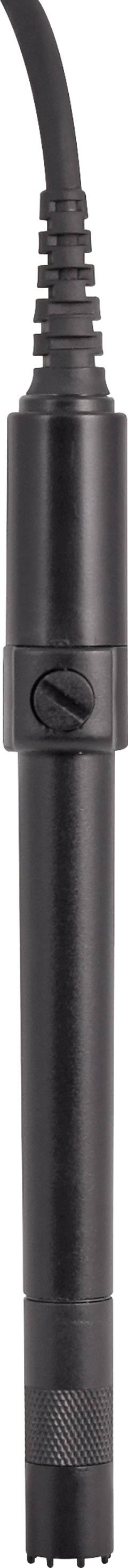 Microphone noir avec câble secteur, adapté pour les enregistrements vocaux et de chant.