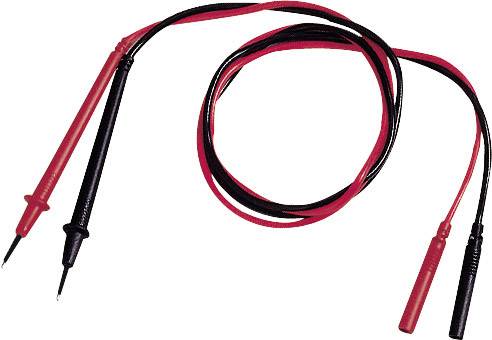 Un jeu de fils de mesure rouges et noirs avec pointes de test pour l'utilisation avec un multimètre, destiné à mesurer des valeurs électriques.