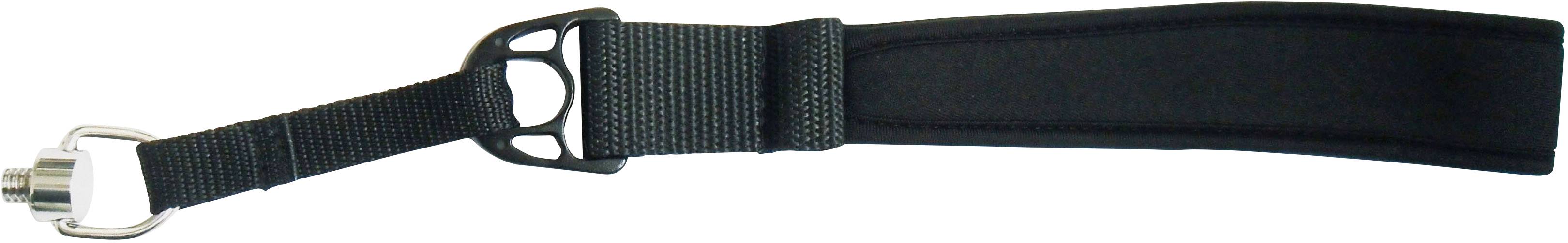 Sangle d'épaule noire, rembourrée, avec boucle métallique et sangle réglable, adaptée aux sacs ou aux appareils photo.