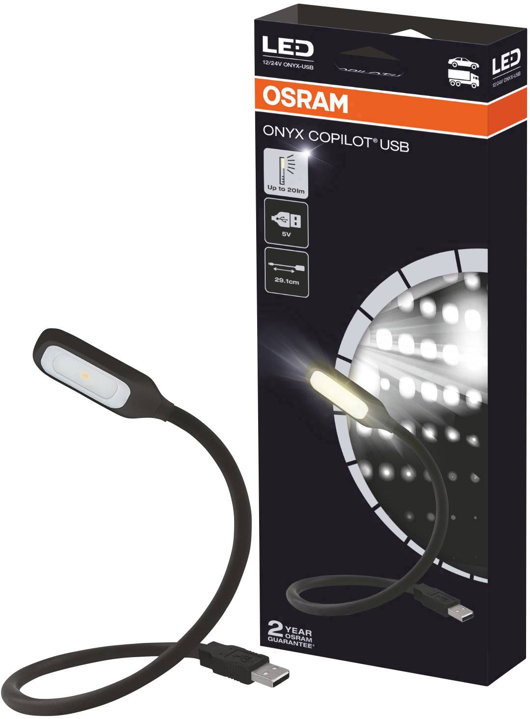 Lampe de lecture, Lampe LED pour habitacle OSRAM ONYX-USB (L x l x H) 460 x 9 x 25 mm