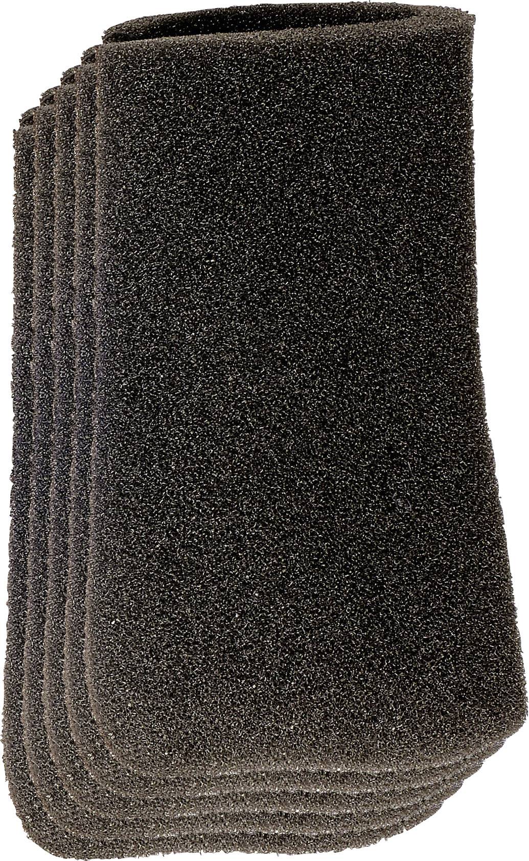 Une pile de cinq coussins de mousse noirs et rectangulaires, empilés les uns sur les autres. Adaptés comme matériau de rembourrage ou pour l'absorption acoustique.