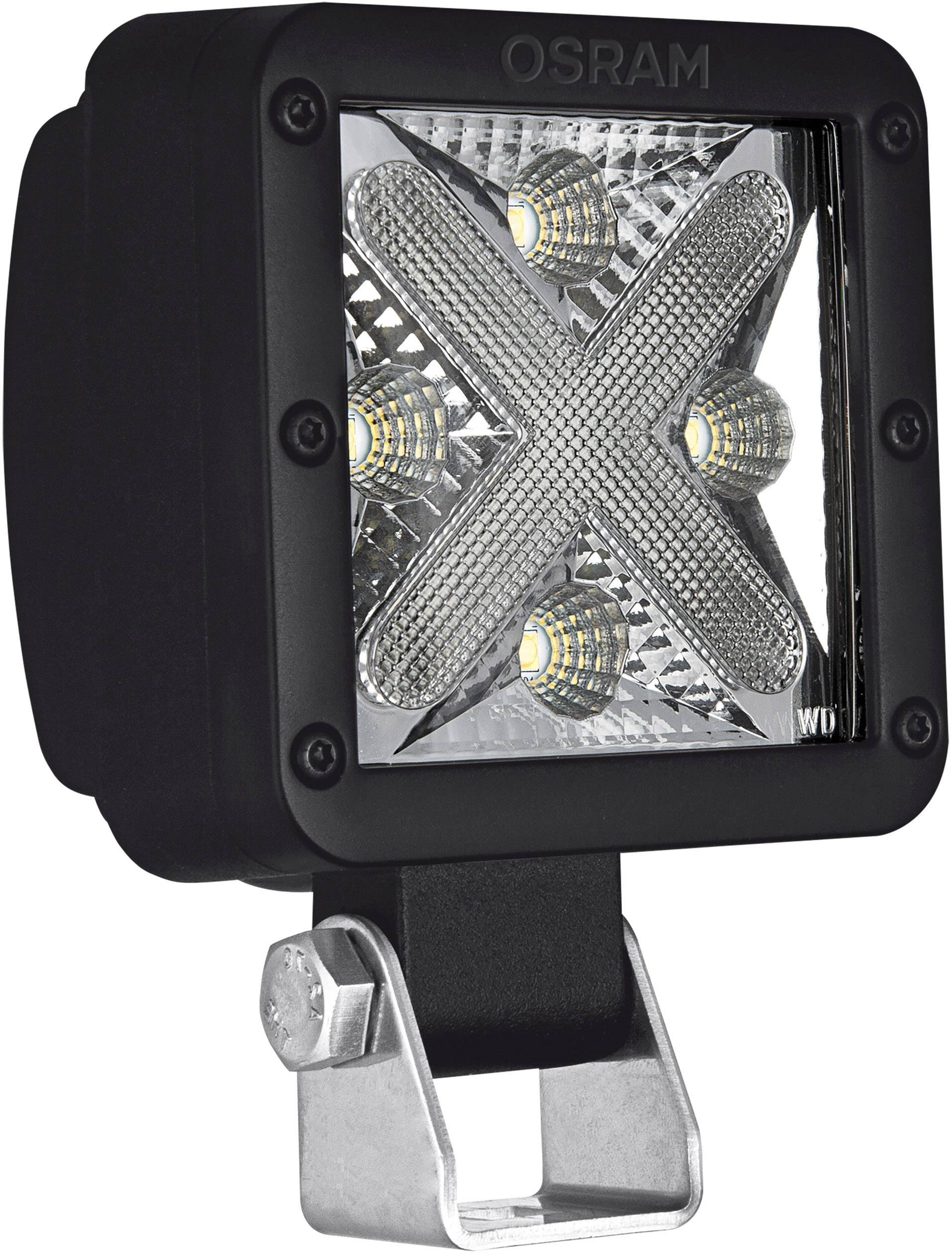 Projecteur de travail LED OSRAM au design carré et support métallique, adapté pour une utilisation dans les véhicules ou l'industrie.