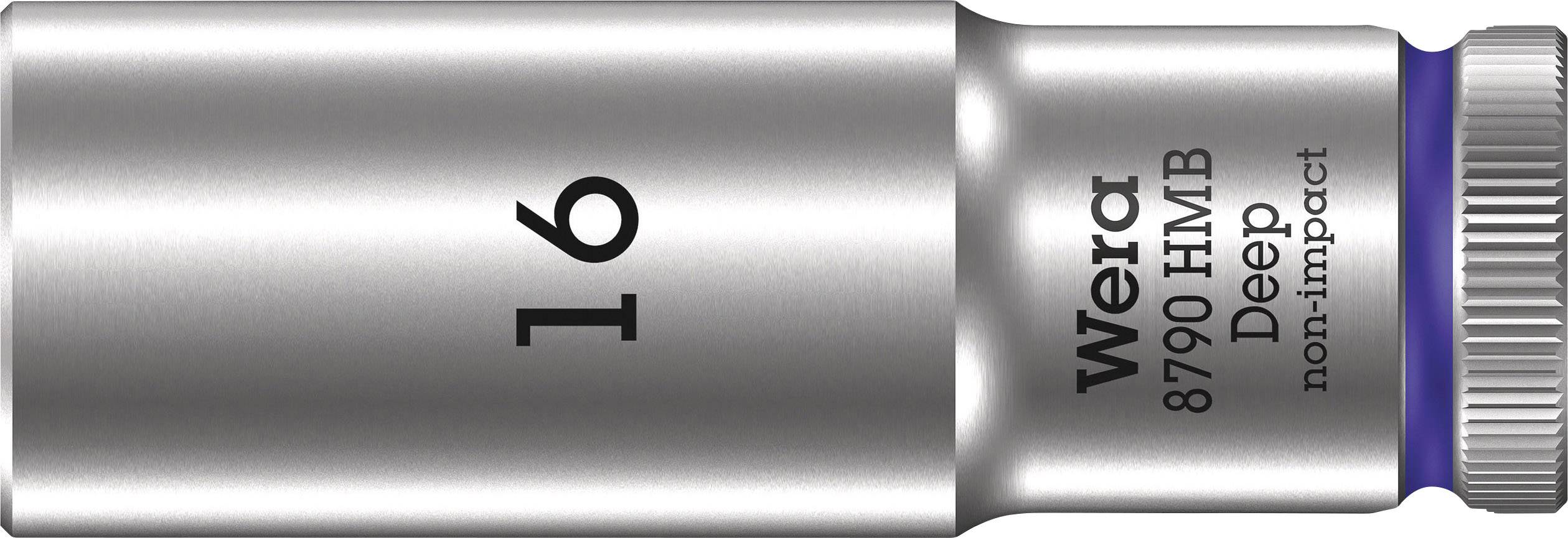 Douille en métal avec marquage '16' et 'Wera 8790 HMB Deep non-impact', adaptée aux outils et applications mécaniques.