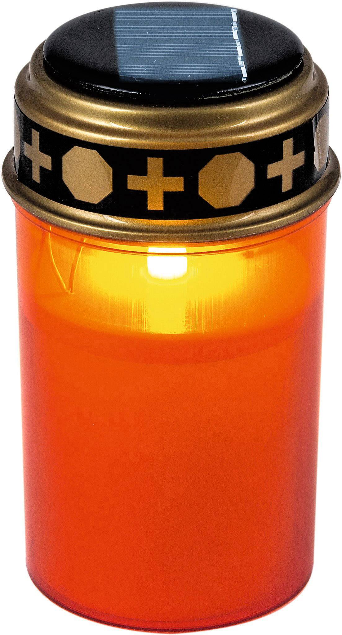Heitronic 35960 Bougie de cimetière solaire LED jaune rouge