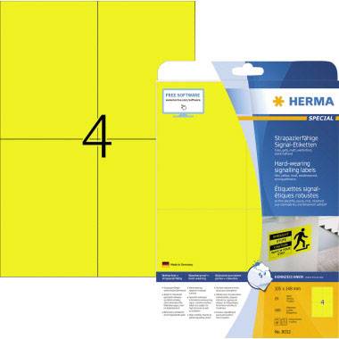 Etiquette plastique Herma 105 x 148 mm jaune 100 pc(s) fixation extra-forte