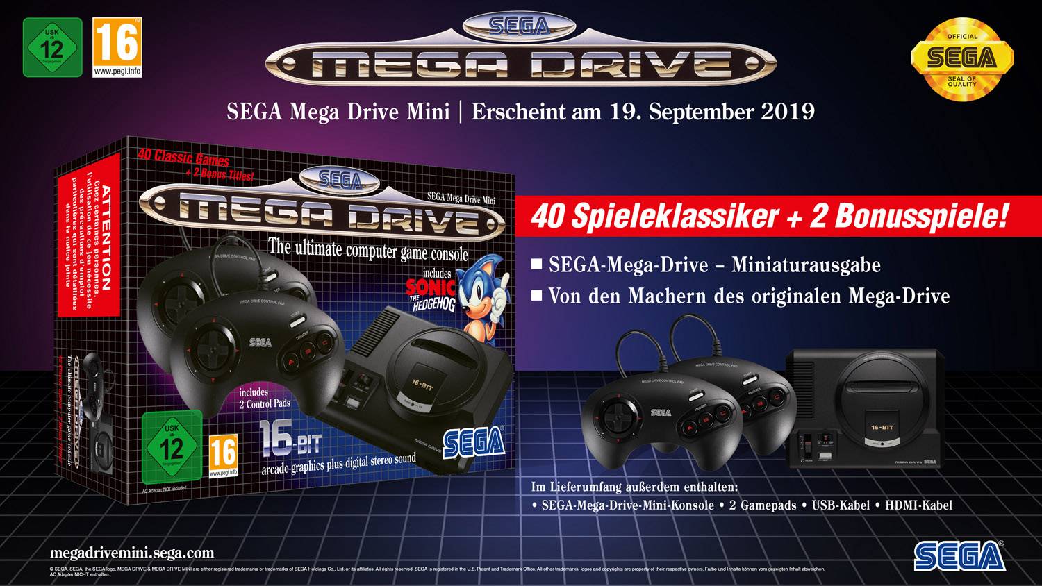 SEGA Mega Drive Mini (Int) Retro Konsole inkl. 2 Controller