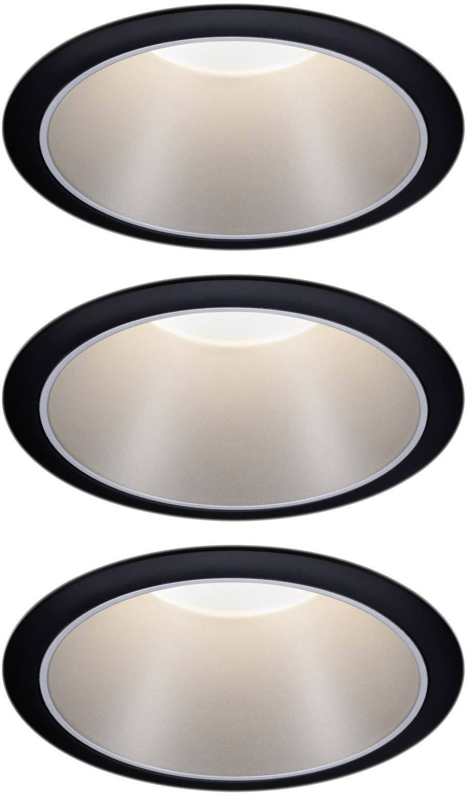 Paulmann 93408 Cole Coin Spot encastrable jeu de 3 LED 18 W noir, argent