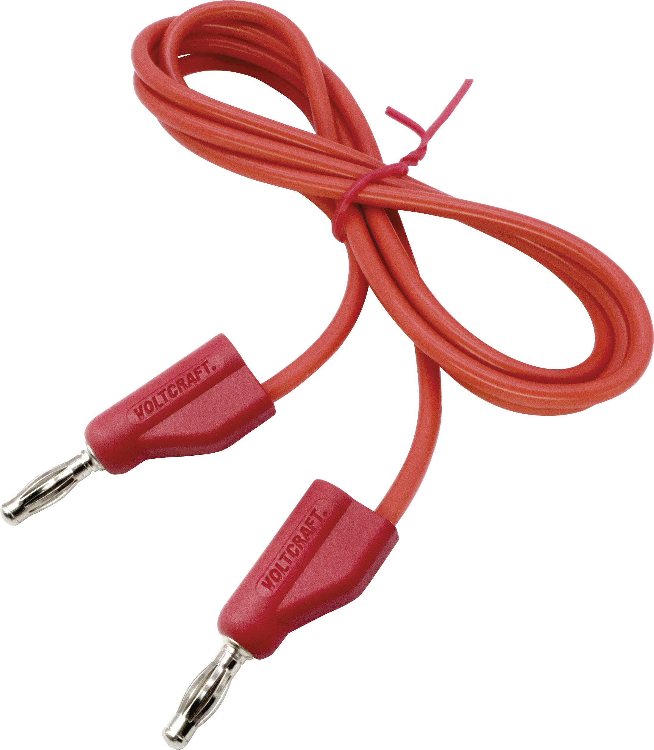 Câble de mesure rouge avec deux pinces crocodile, pour connecter des appareils électriques ou des circuits. Adapté aux projets électroniques.