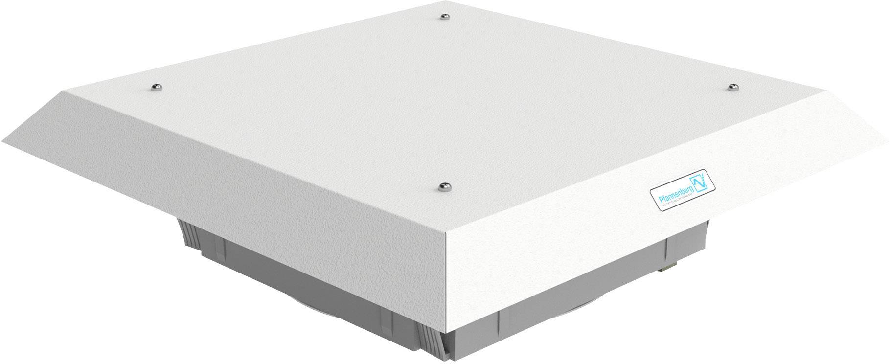 Ventilateur plat et carré avec un boîtier blanc et un logo sur le côté, présenté sur une surface claire.