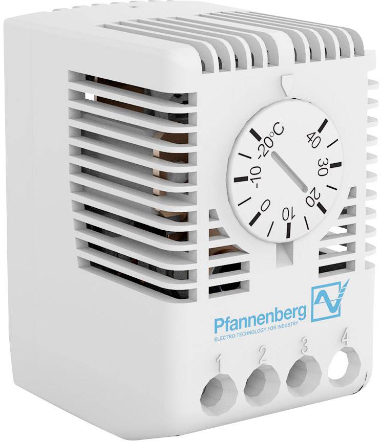 Thermostat de régulation de température avec échelle de 0 à 60 degrés Celsius. Marque 'Pfannenberg', adapté aux applications industrielles.