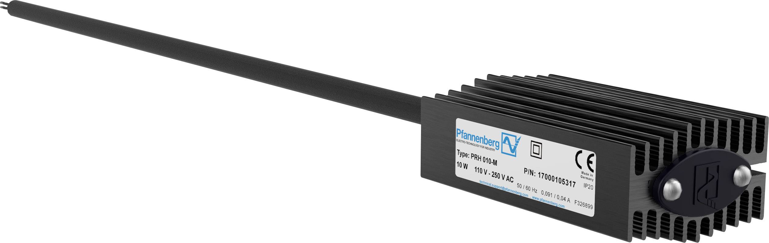 Barre de chauffage électrique avec boîtier noir et logo de l'entreprise, étiquette comportant des spécifications techniques telles que la tension et le numéro de pièce.