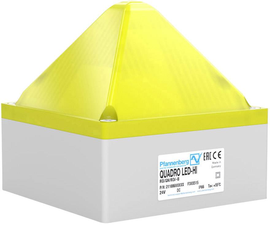 Pfannenberg Avertisseur optique QUADRO LED HI 90-253 AC YE 21108643000 jaune jaune flash, feu clignotant, lumière permanente 230