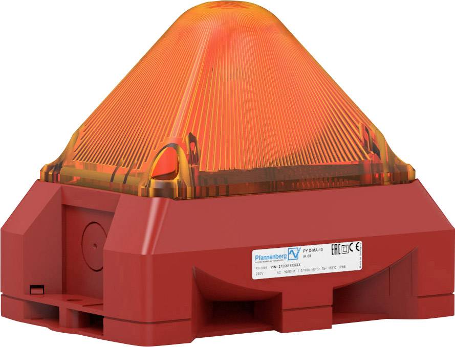 Voyant de signalisation rouge avec un écran lumineux orange, utilisé pour avertir ou informer dans divers environnements.