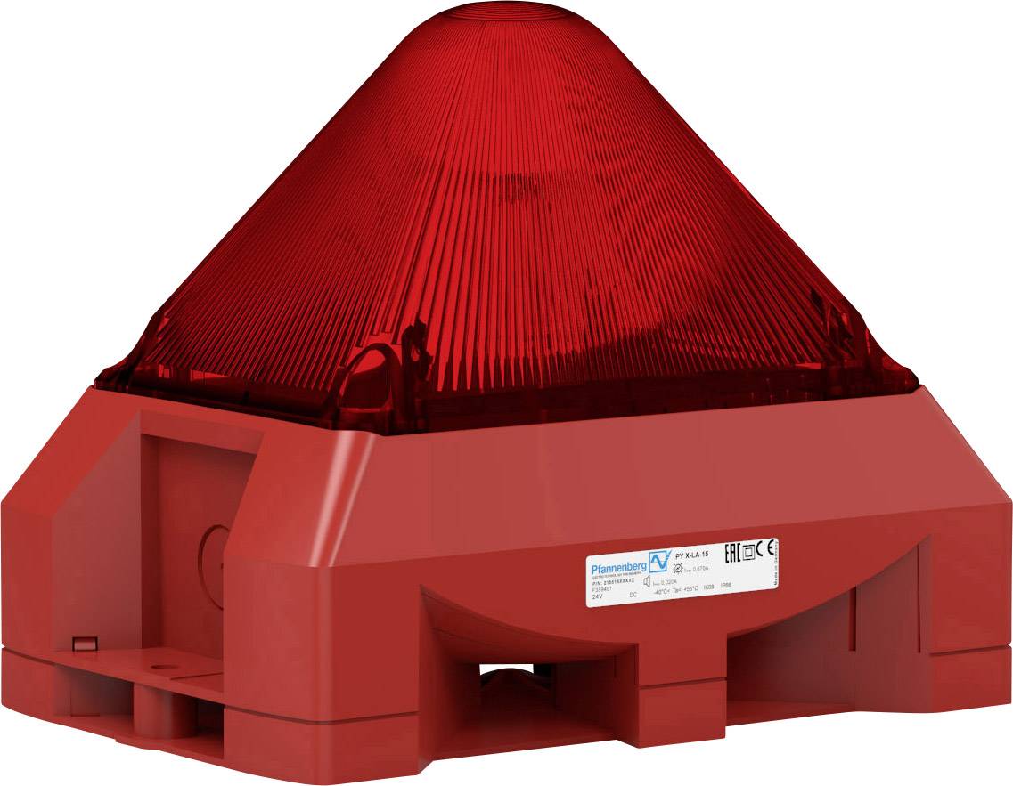 Voyant d'alarme rouge en forme de cône sur une base carrée, utilisé pour des signaux visuels d'avertissement dans des environnements de sécurité ou d'urgence.