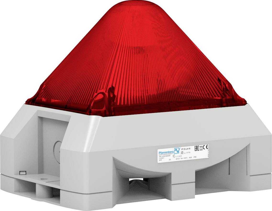 Voyant d'avertissement rouge en forme de triangle sur un socle blanc.