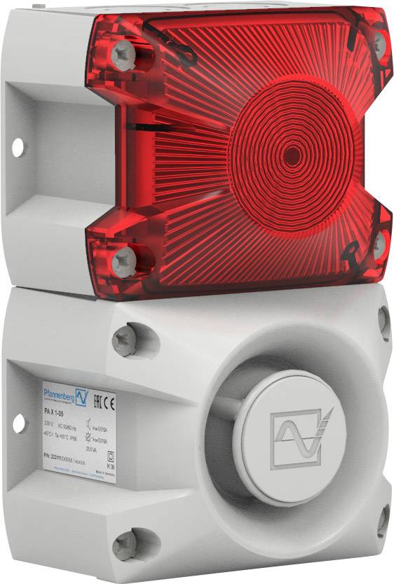 Dispositif de sécurité bicolore d'alarme en rouge et blanc. Lumière rouge supérieure, haut-parleur inférieur. Appareil de sécurité pour l'avertissement de danger.