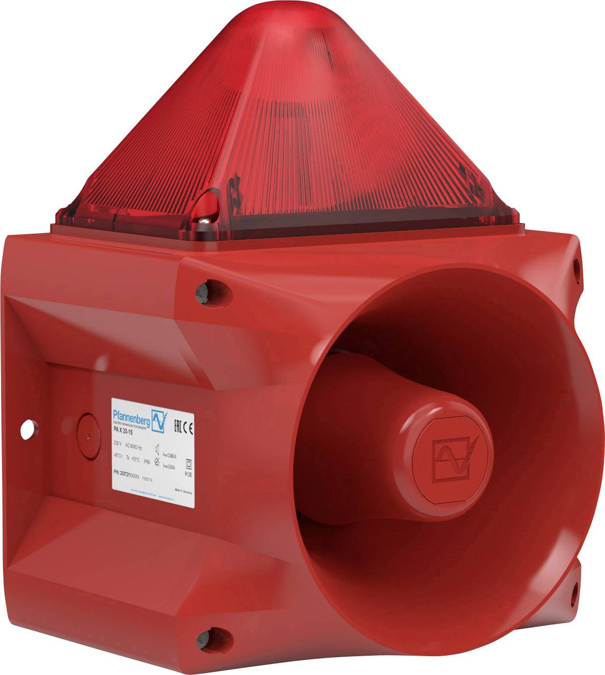 Système d'alarme rouge avec lumière clignotante et haut-parleur pour avertissement de sécurité. Adapté pour une utilisation en situation d'urgence.