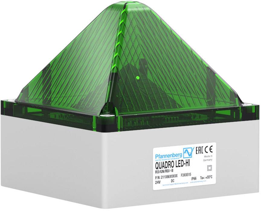 Pfannenberg Avertisseur optique QUADRO LED HI DC GN 21108636000 vert vert flash, feu clignotant, lumière permanente 24 V/DC