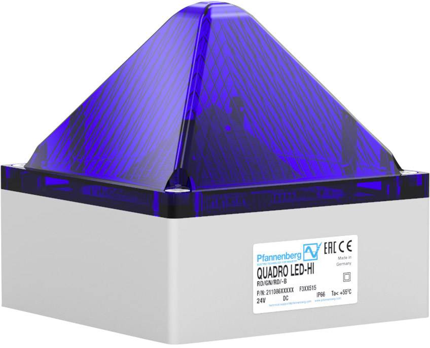 Pfannenberg Avertisseur optique QUADRO LED HI 90-253 AC BU 21108647000 bleu bleu flash, feu clignotant, lumière permanente 230