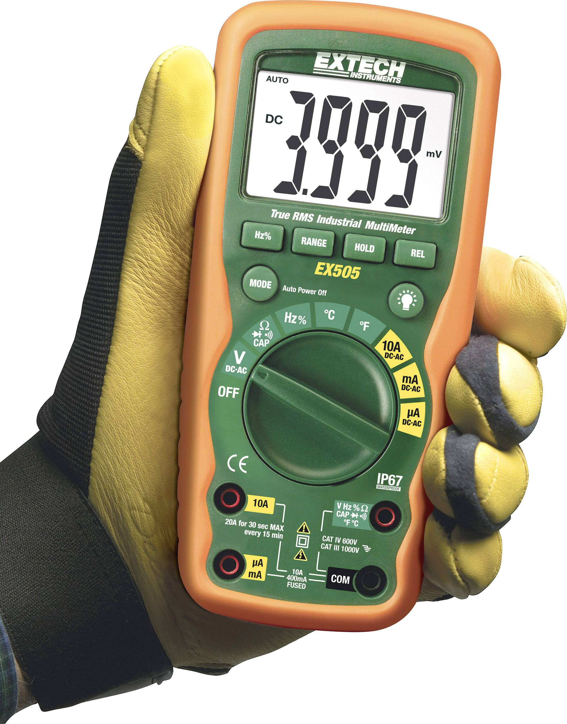 Extech EX505-K Multimètre numérique étanche (IP67) CAT IV 600 V Affichage (nombre de points): 4000