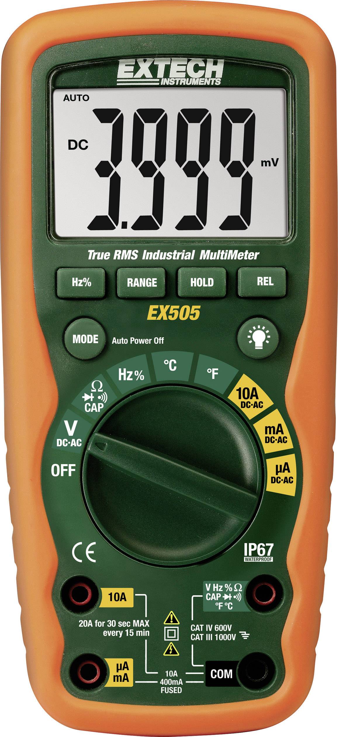 Extech EX505-K Multimètre numérique étanche (IP67) CAT IV 600 V Affichage (nombre de points): 4000