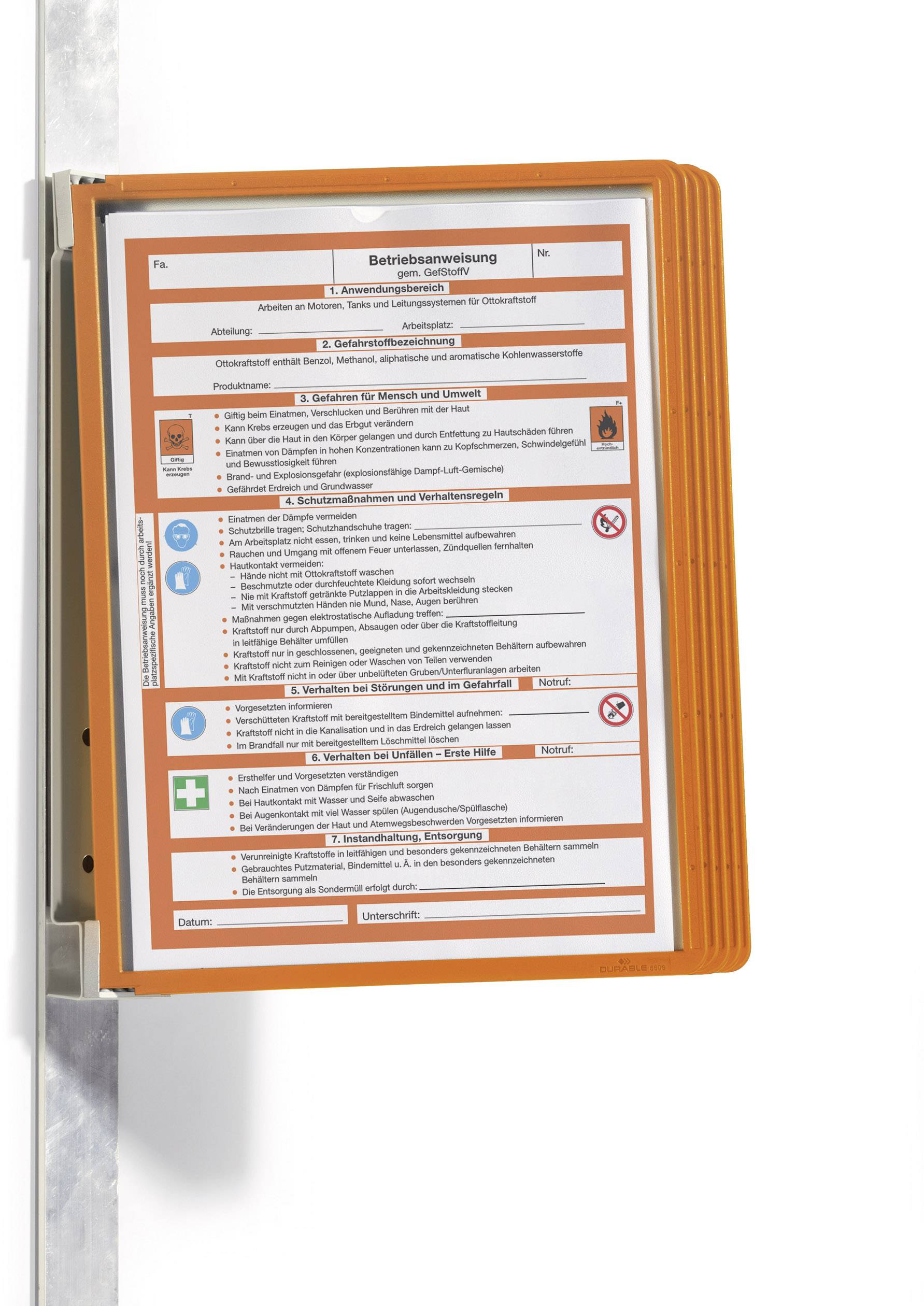 Durable 591409 Panneau transparent orange (l x H x P) 325 x 360 x 260 mm DIN A4